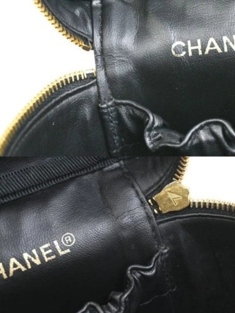 CHANEL CC Logo Bicolore Vanity Hand Bag Leather Black GHW Italy Vintage 95RL973 - Picture 15 of 15